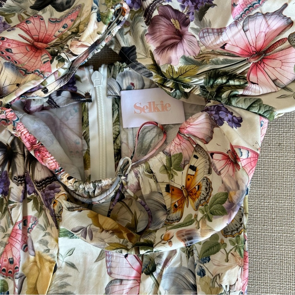 NEW Selkie The Cotton Mini Day Dress - Butterfly Botanics Print - Picture 6 of 13